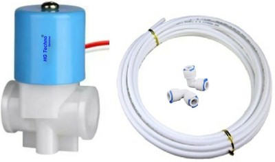 HG TECHNO SERVICES Solenoid Valve (SLX) 24V SV for RO Water Purifier + 01m RO Pipe + 02 Elbow Solid Filter Cartridge(5, Pack of 4)