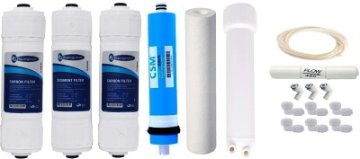 Aquagrand 1 Year RO service Kit Carbon & Sediment Filter set with CSM-80 GPD Membrane Solid Filter Cartridge(.001, Pack of 17)