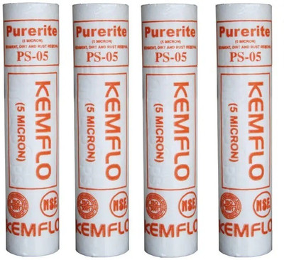 KRAZYMART by Kemflo RO Sediment Filter 5 Micron Kemflo Purerite PS-05 –Compatible with All RO System Solid Filter Cartridge(0.5, Pack of 4)