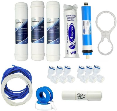AMPEREUS Complete Ro Service Kit (Inline Set with Membrane & PP) for all RO WaterPurifier Solid Filter Cartridge(0.05, Pack of 16)