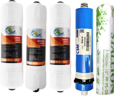 Shopping Store RO service Kit and CSM membrane with Inline set Solid Filter Cartridge(0.001, Pack of 5)