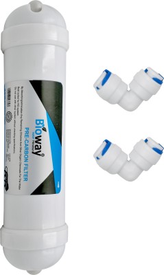 bioway Inline Pre Carbon Filter with 2 Piece Push Fit Elbow for All RO Water Purifiers Solid Filter Cartridge(0.5, Pack of 1)