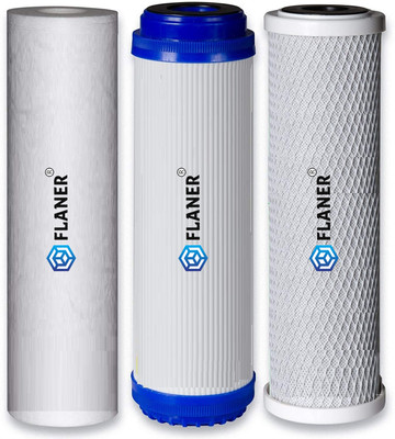 Flaner 10 inch Pre Filter kit with GAC, CTO and PP Spun for All Ro Water Purifier Solid Filter Cartridge(0.05, Pack of 3)