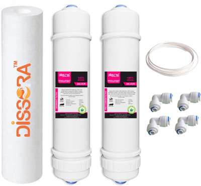 Dissora Silver 10” Inline Pre Carbon Sediment PP Spun Filter Set for RO Water Purifier Solid Filter Cartridge(5 Micron, Pack of 1)