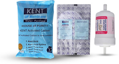 Purvaa Collection KENT gold original Spare Kit UF membrane, carbon pack & Sediment pair 4000 L Solid Filter Cartridge(0.005, Pack of 3)