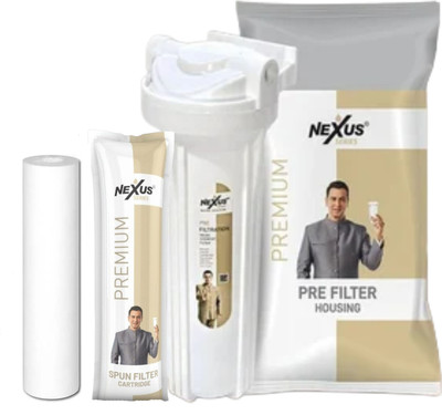 AuraWater Nexus Series Premium RO Pre Filter Housing with Spun Cartridge & Connectors_N8 Solid Filter Cartridge(5, Pack of 3)