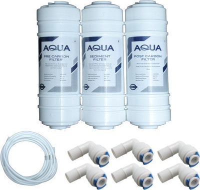 PURE EAU carbon + sediment + Pre carbon filter with free connector and 3 mtr pipe Solid Filter Cartridge(0.5, Pack of 3)