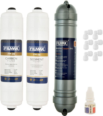 Filmax by MAXPURE 8 Inch Alkaline Filter,Carbon/Sediment Inline Set for RO Water Purifier Solid Filter Cartridge(10, Pack of 10)