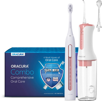 ORACURA Daily Care Combo SB300 Sonic Electric Rechargeable Toothbrush & OC300 Smart Pro Water Flosser(Cordless)