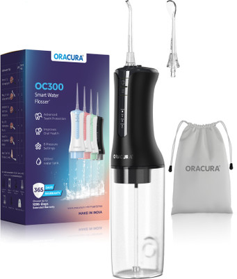 ORACURA OC300 LITE Smart Pro | Micro-Bubble Technology | 300ml Tank (Black) Water Flosser(Cordless)