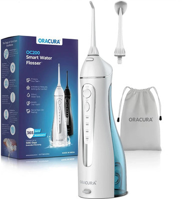ORACURA OC200 Lite Smart Plus | Portable & Rechargeable | IPX7 Waterproof (White) Water Flosser(Cordless)