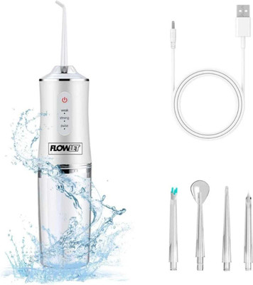 FLOWLET Powerfull Smart Water Dental Flosser | Pure White with 4 Nozzle tips | Water Flosser(Cordless)