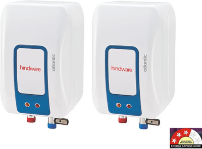 Hindware Atlantic Immedio 3 Litres Pack of 2 3 L Instant Water Geyser(White and Blue)