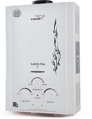 V-Guard Safe-Flo Prime 6 L Gas Water Geyser(White)