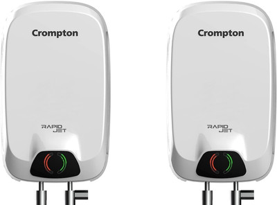 Crompton WGIWH RAPID JET (3KW),3 LTR,5Y WARANTY Pack of 2 3 L Instant Water Geyser(White ,Grey)