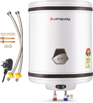 Longway Hotplus 15 L Storage Water Geyser | with Free Pipes(Ivory)