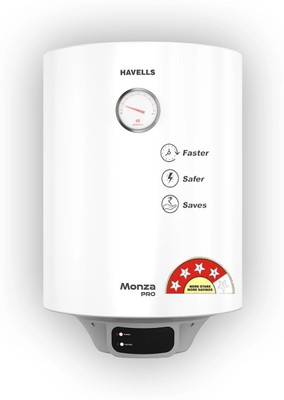 HAVELLS Monza/Monza Pro 10 L Storage Water Geyser | 4 Star BEE Energy Rating | Glassline Tanked(White)