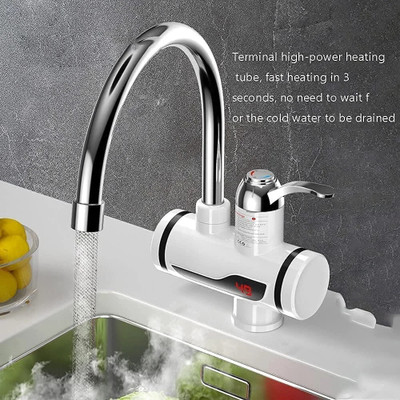 ZESTRUM Instant Electric Heating Water Tap 0.1 L Instant Water Geyser(White & Chrome Silver)