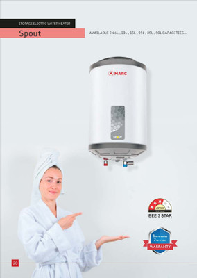 MARC Spout 25 L Storage Water Geyser(White)
