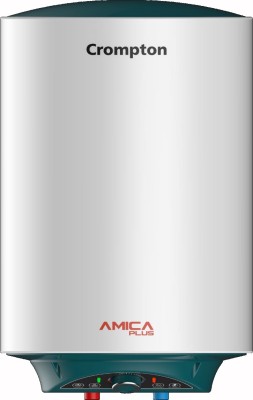 Crompton 15 L Storage Water Geyser (Amica Plus With Superior Glasslined Technology, White, Green)