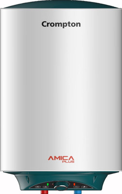 Crompton 15 L Storage Water Geyser (Amica Plus With Superior Glasslined Technology, White, Green)