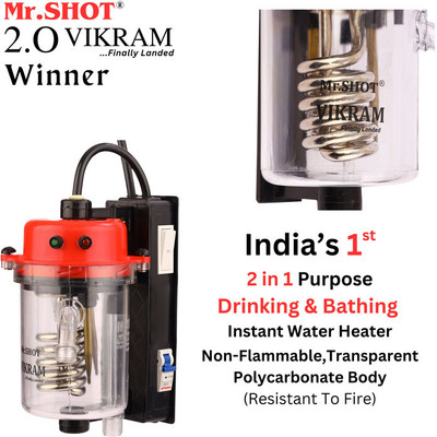 Mr.SHOT 2.O Vikram Winner - Transparent Model 1 L Instant Water Geyser(Red)
