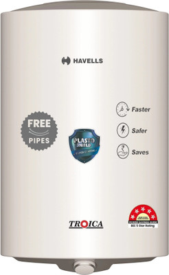 HAVELLS Troica 10 L Storage Water Geyser with Flexi Pipe(White Grey)