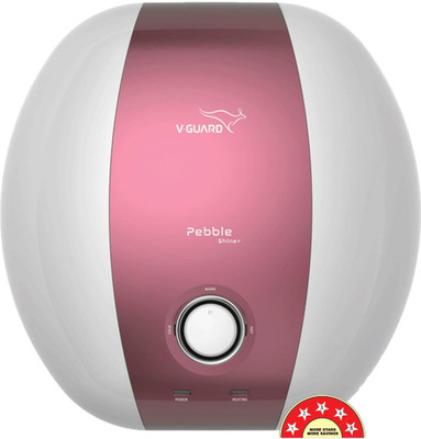 V-Guard Pebble Shine Plus 25 Litre with Safe Shock Module, 5 Star 25 L Storage Water Geyser with Flexi Pipe(White-Grape Frost)