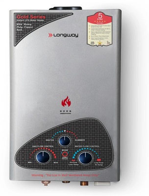 Longway Xolo Gold dlx 7 L Gas Water Geyser(Silver, Black)