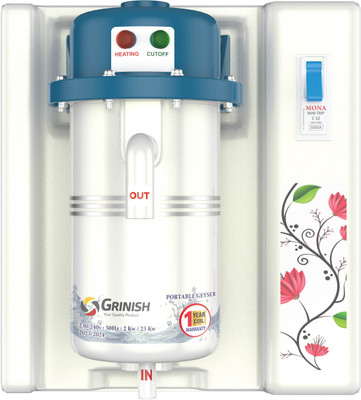 GRINISH 1 Litre Storage Portable Instant Water Heater Geyser with MCB (METTALIC BLUE) 1 L Instant Water Geyser(Prussian blue)