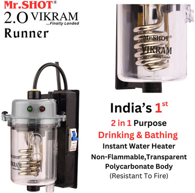 Mr.SHOT 2.O Vikram Runner - Transparent Model 1 L Instant Water Geyser(Silver)