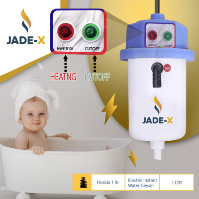 jade-x 1L INSTANT WATER PORTABLE HEATER GEYSER SHOCK PROOF BODY WITH INSTALLATION KIT 1 L Instant Water Geyser(White/blue)