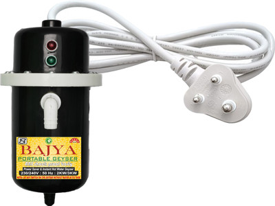 Bajya 1 L INSTANT WATER PORTABLE HEATER GEYSER SHOCK PROOF BODY WITH INSTALLATION KIT, 1 L Instant Water Geyser(Black)