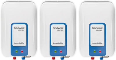 Hindware Atlantic Immedio 3 Litres Pack of 3 3 L Instant Water Geyser(White and Blue)