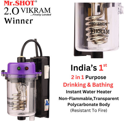 Mr.SHOT 2.O Vikram Winner - Transparent Model 1 L Instant Water Geyser(Purple)