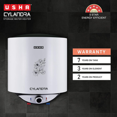 USHA Cylandra 35 L Storage Water Geyser(White)