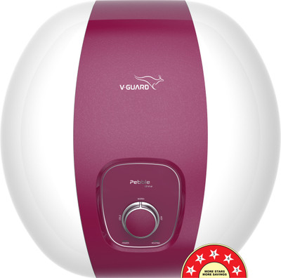 V-Guard Pebble Shine 15 Litre, 5 Star 15 L Storage Water Geyser with Flexi Pipes(White, Grape Frost)