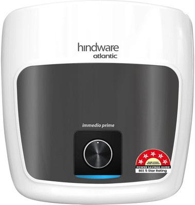 Hindware Smart Appliances Immedio Prime 15 L Storage Water Geyser | 5 Star BEE Energy Rating | Glassline Tanked(White, Black)