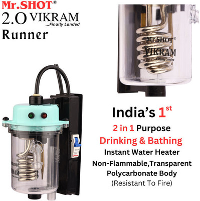 Mr.SHOT 2.O Vikram Runner - Transparent Model 1 L Instant Water Geyser(Green)