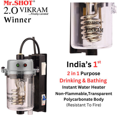 Mr.SHOT 2.O Vikram Winner - Transparent Model 1 L Instant Water Geyser(Silver)