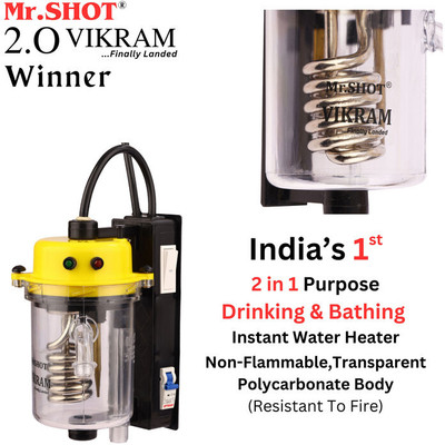 Mr.SHOT 2.O Vikram Winner - Transparent Model 1 L Instant Water Geyser(Yellow)