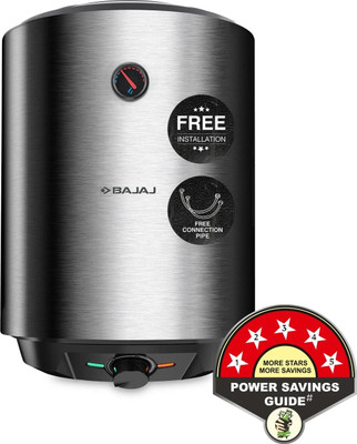 BAJAJ Shield Series Reflecta 25 L Storage Water Geyser | 5 Star BEE Energy Rating | Glassline Tanked | with Free Pipes and Installation(Steel Finish PCM & Black)
