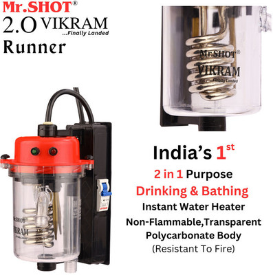 Mr.SHOT 2.O Vikram Runner - Transparent Model 1 L Instant Water Geyser(Red)