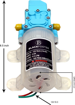 BLACKFOSTER 140 Psi DC 12V 6.5/LPM Micro Electric Diaphragm High Pressure Water Pump. 12V DC Input Oprated Motor. Pressure Washer