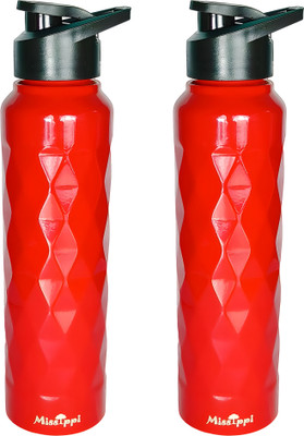 MISSIPPI 1000 ml Steel Sipper(Pack of 2, Red)