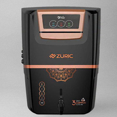 NILE Aqua Zuric 12 L RO + UF + Minerals + Alkaline Water Purifier(Black)