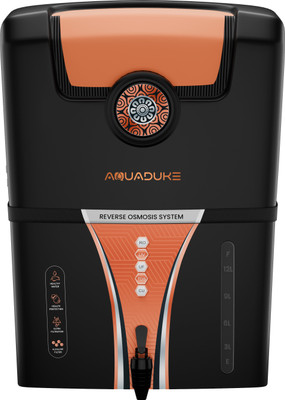 Aquaduke 4 in 1 Copper & Alkaline Filtration With Multisource Water Compatibility Large 12 L RO + UV + UF + TDS Water Purifier(Black)