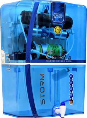 Earth Storm Full Blue transparent Suitable For borewell, tanker, municipal water 12 L RO + UV + UF + TDS + Copper Water Purifier(Blue)