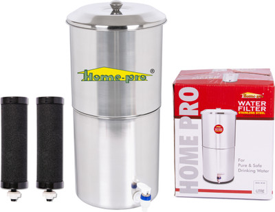 Home-pro Manual Water Filter | Carbon Candle For Fast Filteration | 27 Liter Capacity 27 L Gravity Based Water Purifier(Silver)