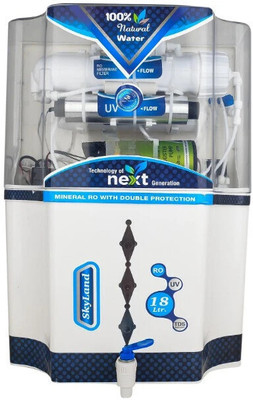 AQUA Skyland Model With TDS controller 18 L RO + UV + UF + Minerals Water Purifier(White, Blue)